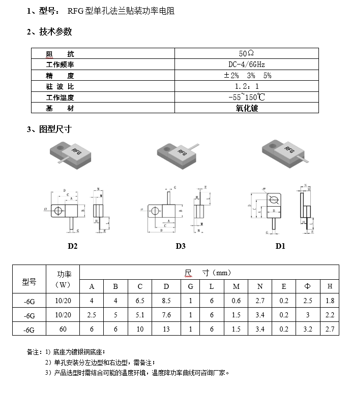 RFG型單孔法蘭貼裝功率電阻